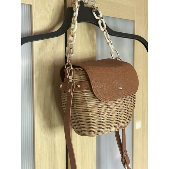 Tommy Bahama Small Wicker Rattan Crossbody Handbag Purse Boho Coastal Resort - Picture 1 of 6